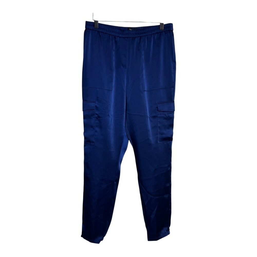 Theory Northsound C2 Satin Sheen Cargo Pants Women's Size 6 Blue Jogger Style